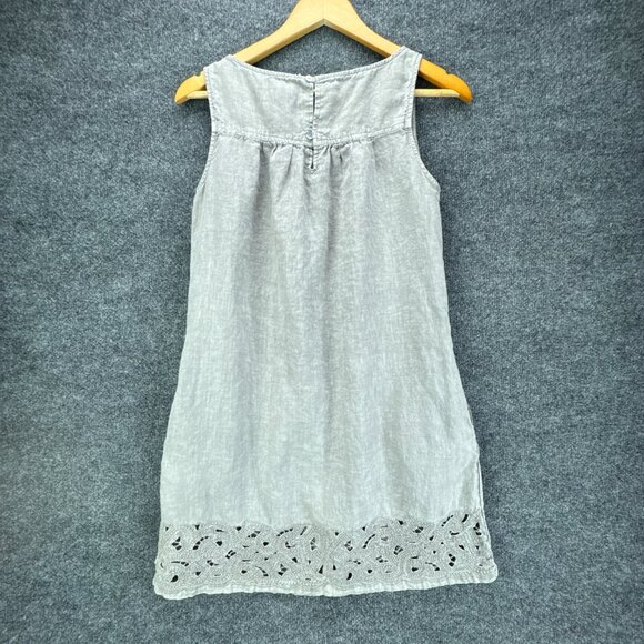 Artisan NY Dress Womens Small Gray Linen Sleeveless Lagenlook Eyelet Boho Casual - Picture 5 of 14
